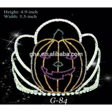 Nueva corona de calabaza linda pequeña rhinestone para el concurso de halloween